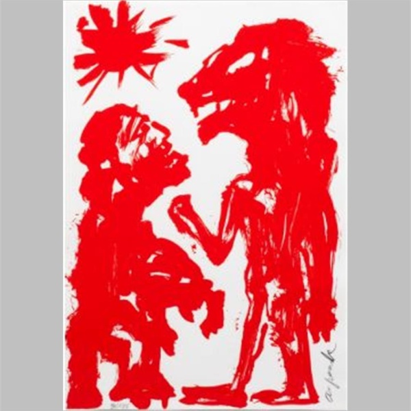 a. r. penck, mann mit loewe, siebdruck, kunstdrucke kaufen, bilder kaufen abstrakte kunst kaufen