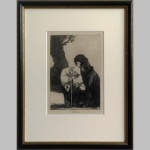 Die Radierung "Chiton" von Francisco de Goya beeindruckt mit ihrer unsignierten Originalität und einer Größe von 30 x 40 cm. In einem eleganten braun-goldenen Holzrahmen mit Museumsglas präsentiert, bewahrt sie ihre Schönheit über die Zeit. Goyas Talent, Emotionen in Kunst zu gießen, erreicht hier einen Höhepunkt. Die feinen Linien und Schattierungen erfassen menschliche Erfahrungen auf meisterhafte Weise. Die Radierung ist ein zeitloser Schatz, der Geschichten erzählt und Emotionen einfängt – ein Muss für Kunstliebhaber und Sammler. Sichern Sie sich dieses Stück Kunstgeschichte für Ihr Zuhause.
