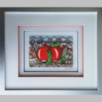 Taxis up and Apples round, People ride in a Hole in the Ground ist ein Kunstwerk von Charles Fazzino. Es wurde mittels Siebdruck auf Büttenpapier geschaffen. Es hat eine Limitierung von 350 Exemplaren und ist handsigniert.