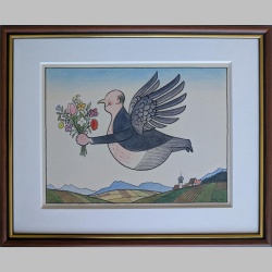 Willi Hertlein | Fliegender Mann mit Blumenstrauß