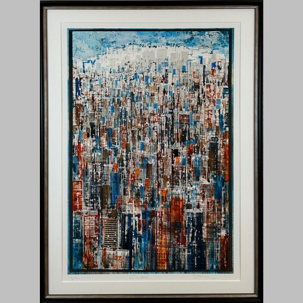 Gottfried Salzmann Kunstwerk: Big Apple, New York Stadtlandschaft, handsigniert und limitiert.