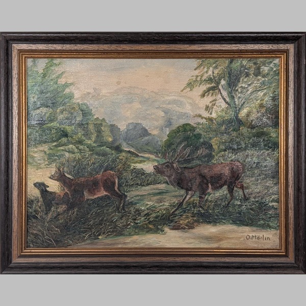 O. Möhrlin | Rotwild mit Landschaft