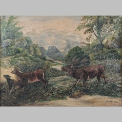 O. Möhrlin | Rotwild mit Landschaft