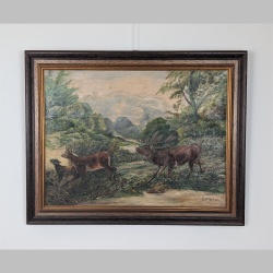 O. Möhrlin | Rotwild mit Landschaft