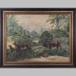 O. Möhrlin | Rotwild mit Landschaft